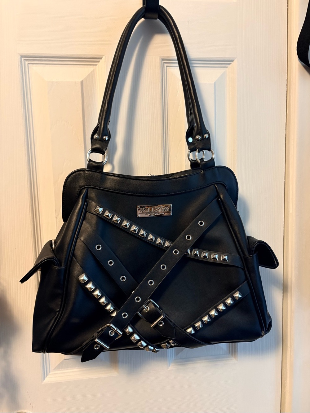Killstar Black Studded Shoulder Bag with Silver Hardware